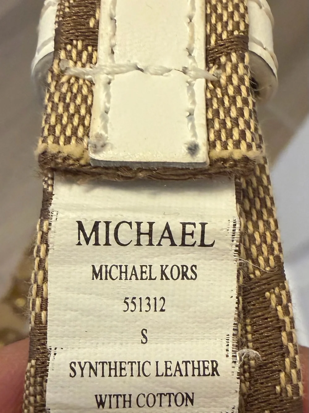 MICHAEL KORS WHITE AND LOGO  STUDDED BELT S
